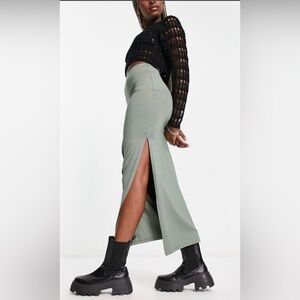 Bershka Olive Skirt with Slit